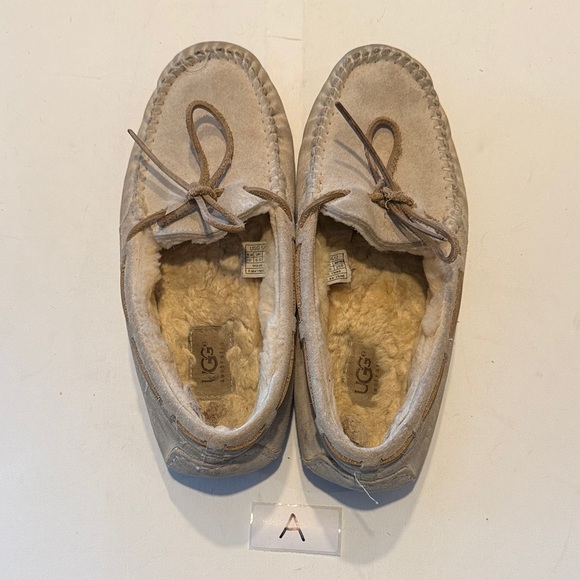 UGG Beige Suede Moccasin Slippers - Picture 3 of 4